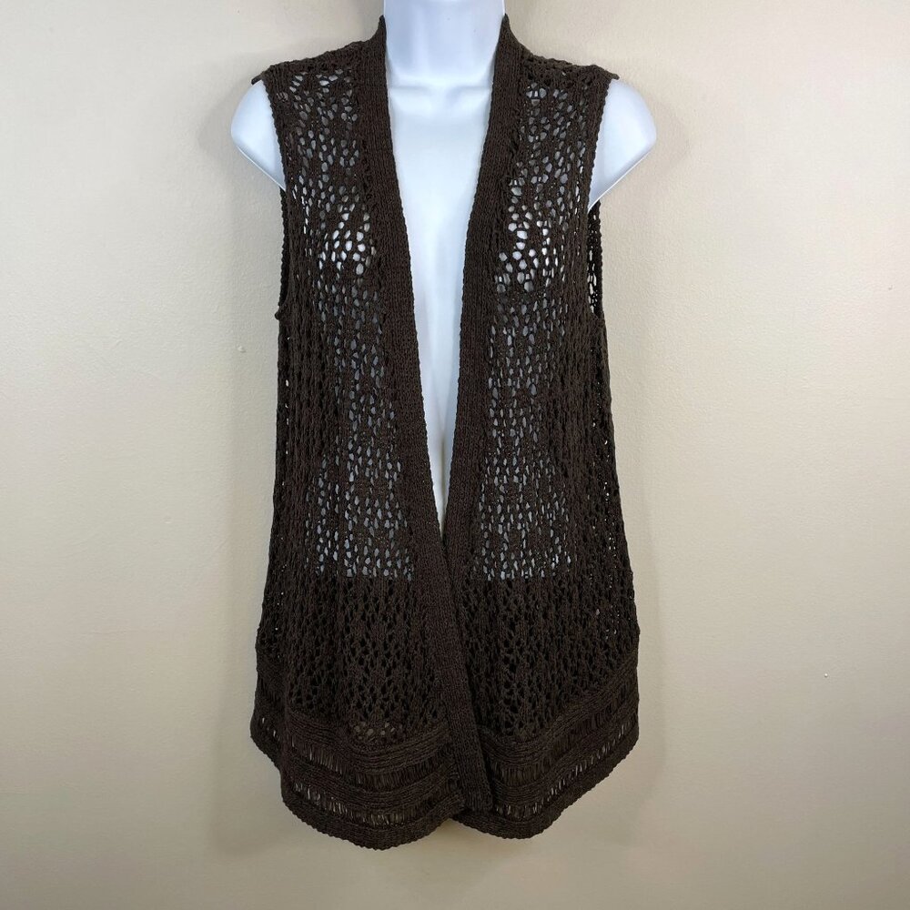 Chico's Women Crochet Forest Fairy Mid Length Vest Size S Topper Hippie 70s Y2K - Picture 1 of 11